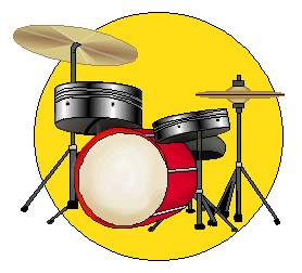 drum set on yellow circle